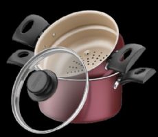 Cuscuzeira Tramontina  antiaderente 16 cm Turim vermelha