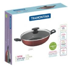 PANELA WOK ALUM�NIO 28 CM LORETO VERMELHO COM REVESTIMENTO INTERNO E EXTERNO .