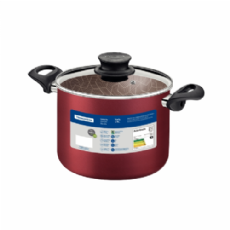 CALDEIR�O 20 CM 4,2 L COM TAMPA DE VIDRO , PARIS VERMELHO - ALUM�NIO COM REVESTIMENTO ANTIADERENTE