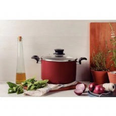 CALDEIR�O 20 CM 4,2 L COM TAMPA DE VIDRO , PARIS VERMELHO - ALUM�NIO COM REVESTIMENTO ANTIADERENTE